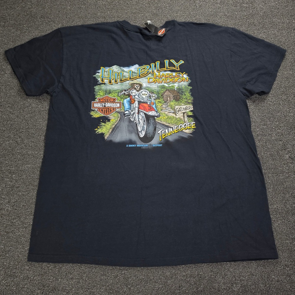 Vtg Harley Davidson Shirt Mens 2X Hillbilly‎ Bear Smoky Mountain Gatlinburg Y2k